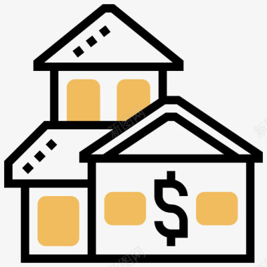 房子储蓄和投资17黄影图标图标