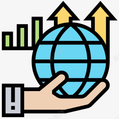 全球商务必备10线性颜色图标图标