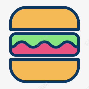 汉堡食物155原色图标图标