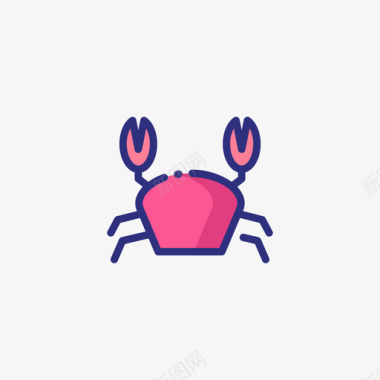 螃蟹动物头7线形颜色图标图标