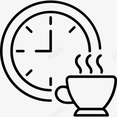 早餐时钟咖啡图标图标