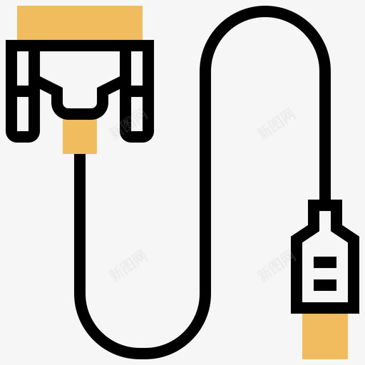 Dvi连接器类型5黄色阴影图标svg_新图网 https://ixintu.com Dvi 连接器类型5 黄色阴影