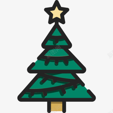 圣诞树圣诞185线形颜色图标图标
