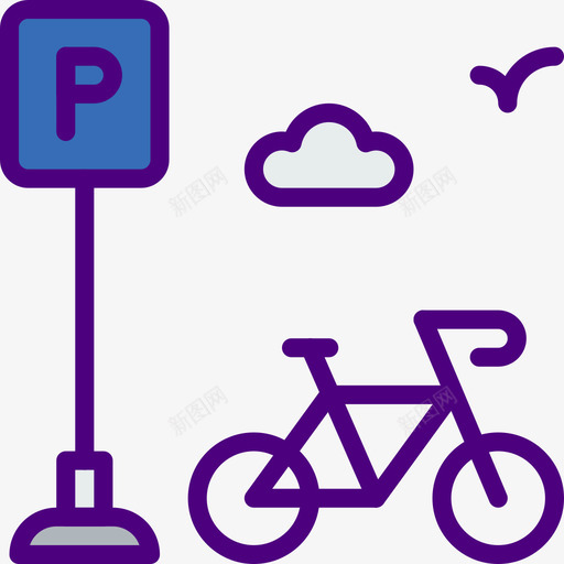 自行车城市卷2线性颜色图标svg_新图网 https://ixintu.com 城市卷2 线性颜色 自行车