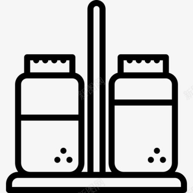 盐和胡椒96号餐厅线性图标图标