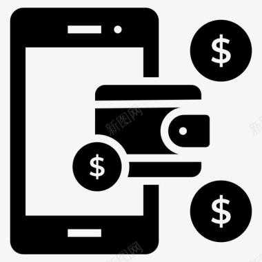 移动钱包应用程序数字钱包金融应用程序图标图标