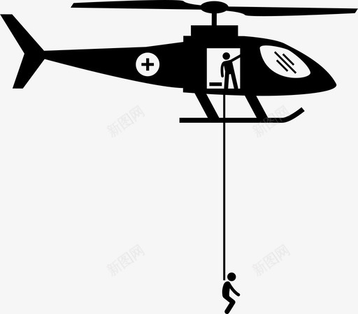 直升机救援下降人员图标svg_新图网 https://ixintu.com 下降 人员 救援 直升机 紧急 绳索