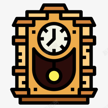 布谷鸟钟手表14线性颜色图标图标