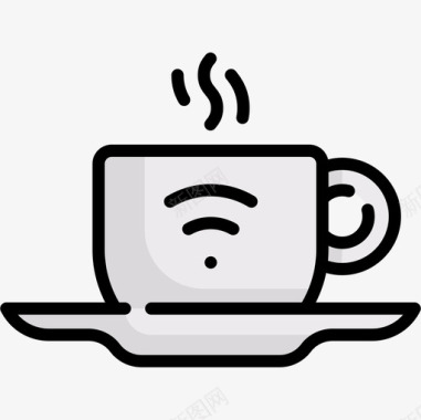 咖啡互联网技术18线性颜色图标图标