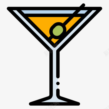 鸡尾酒饮料34线性颜色图标图标