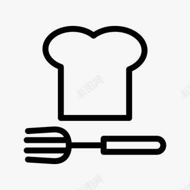 厨师帽和叉子厨师帽厨师图标图标