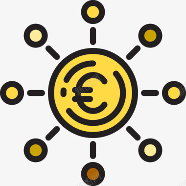 欧元货币基金2线性颜色图标图标