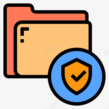 安全文件夹和文档6线性颜色图标图标