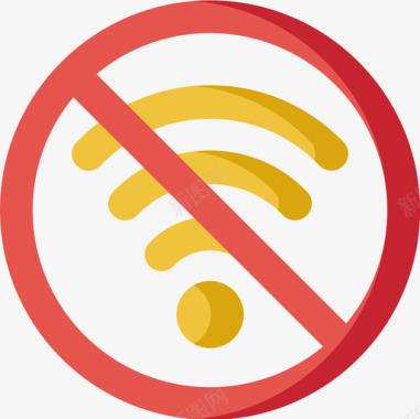 无Wifi信号和禁令5平坦图标图标