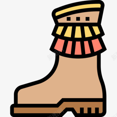 靴子波西米亚风格12直线颜色图标图标