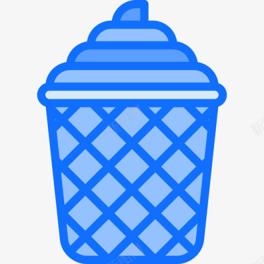 华夫饼杯冰淇淋28蓝色图标图标