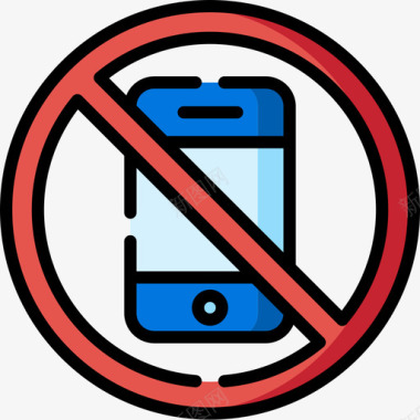 没有手机信号和禁令6线颜色图标图标