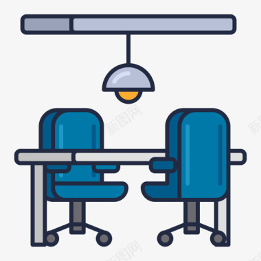 办公桌共工作空间7线性颜色图标图标