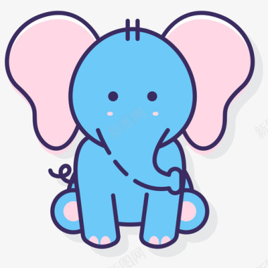 大象动物22线形颜色图标图标