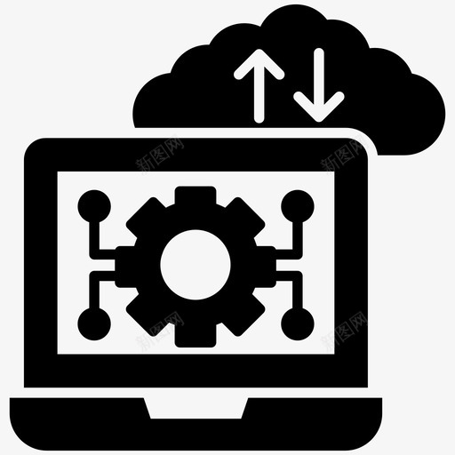 云存储云开发云工程图标svg_新图网 https://ixintu.com 云存储 云工程 云开发 备份和开发 现代技术字形矢量图标集 笔记本电脑设置