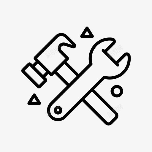 设置锤子维护图标svg_新图网 https://ixintu.com 2部 工具 支撑 维修 维护 螺丝刀 设置 锤子