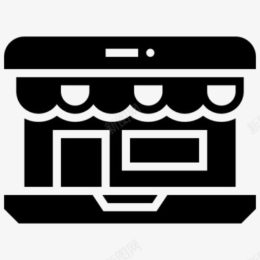 网上商店笔记本电脑电子商务和购物字形图标图标