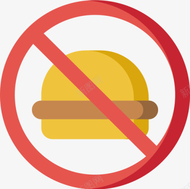 禁止食物信号和禁令5平淡图标图标