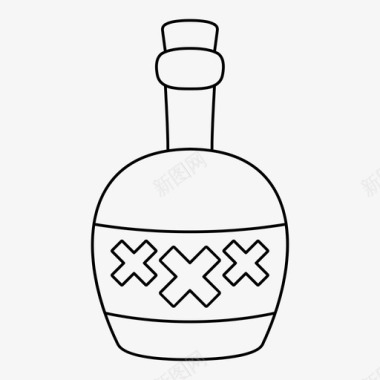 朗姆酒酒瓶子图标图标
