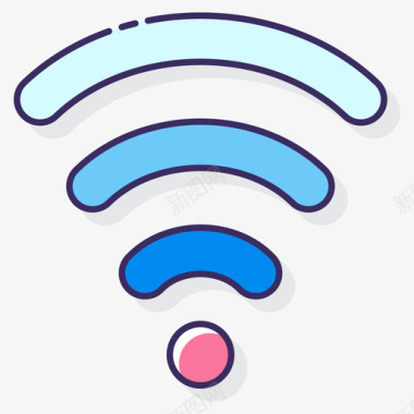 Wifi通信媒体3线性颜色图标图标