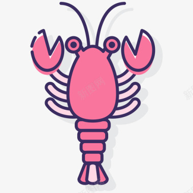 龙虾动物22线形颜色图标图标