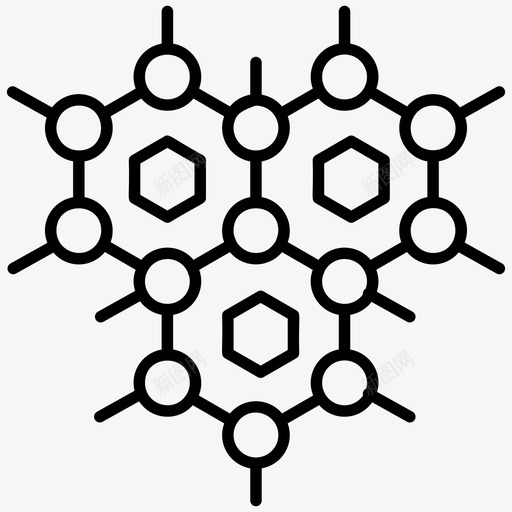 分子结构排列链网络图标svg_新图网 https://ixintu.com 分子结构 哈克森结构 排列 现代技术线向量图标集 连接 链网络