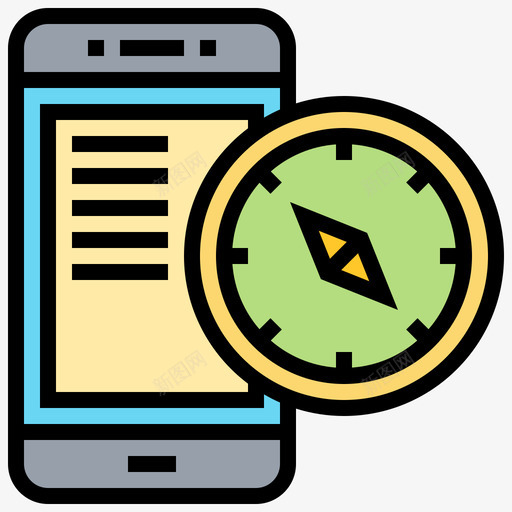 指南针智能手机应用程序线性颜色图标svg_新图网 https://ixintu.com 应用程序 手机 指南针 智能 线性 颜色