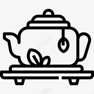 茶壶咖啡店111直线型图标图标