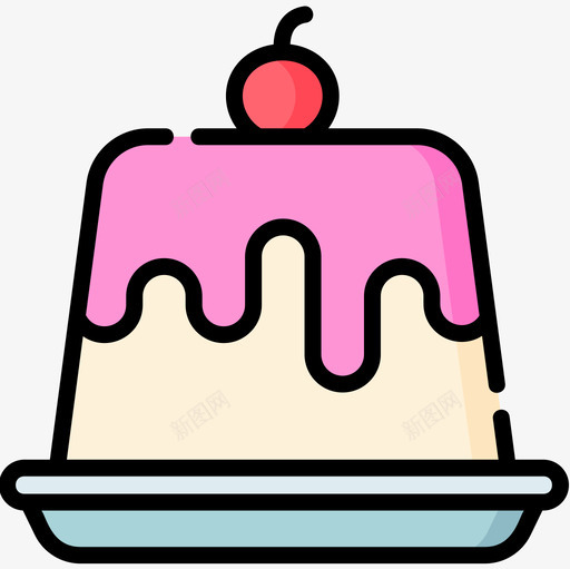 蛋糕甜点和糖果8线性颜色图标svg_新图网 https://ixintu.com 甜点和糖果8 线性颜色 蛋糕