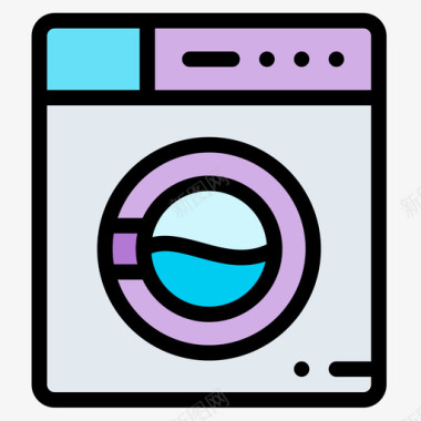 洗衣机水管工23线性颜色图标图标