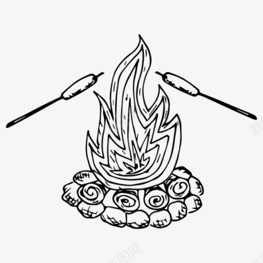 野营烧烤篝火图标图标