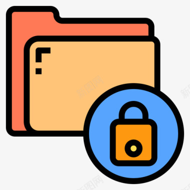 安全文件夹和文档6线性颜色图标图标