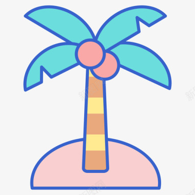 棕榈树天气221线形颜色图标图标
