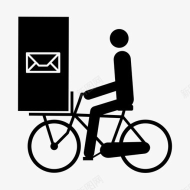 自行车交付黑色高信封盒图标图标