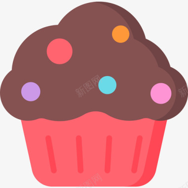 杯形蛋糕甜点和糖果10个平的图标图标