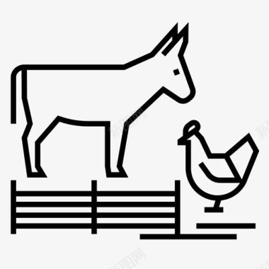 农场动物鸡驴图标图标
