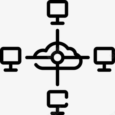 云计算互联网技术19线性图标图标