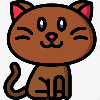 快乐猫化身4线性颜色图标图标