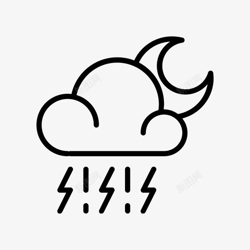 夜间闪电雨云层雷暴图标svg_新图网 https://ixintu.com 云层 夜间闪电雨 气象线 雷暴