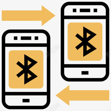 蓝牙智能手机应用程序5黄色阴影图标图标