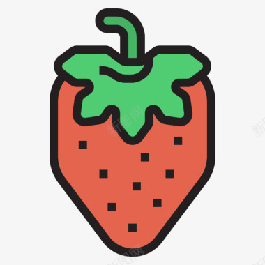 草莓水果和蔬菜2线形颜色图标图标