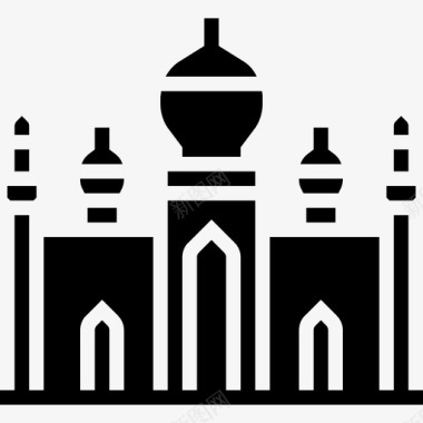巴德沙希清真寺亚洲国家地标性建筑2座实心图标图标