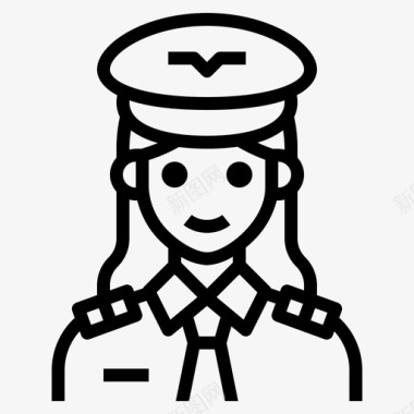 飞行员职业女性1直系图标图标