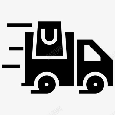 送货卡车电子商务和购物字形图标图标