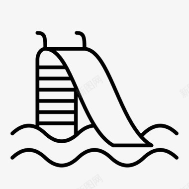 滑梯度假游泳池图标图标